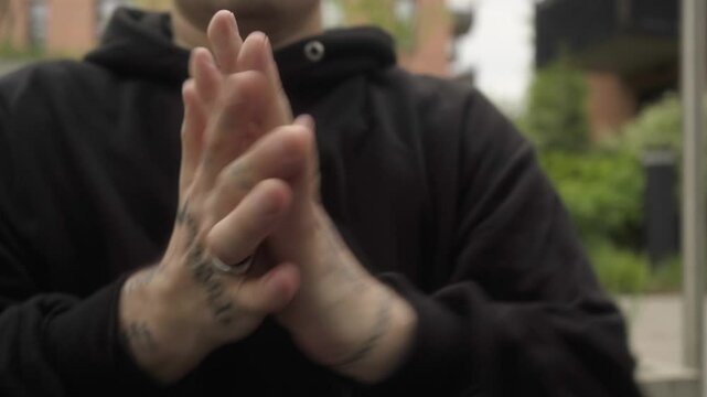 Tattooed hands move expressively over the dancer's body combining the rigidity and sensuality of tactile sensations, reflecting the brutal urban culture, street style and the deep inner world of dance