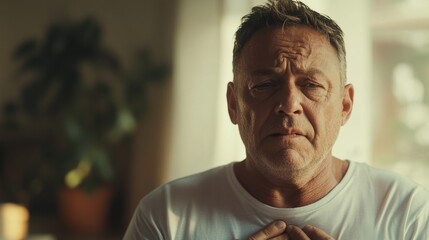 Fototapeta premium Middle-aged Man with chest pain