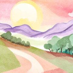 landscape with trees and hills