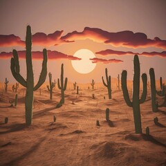 cactus at sunset