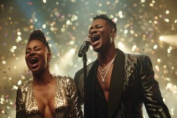 Dynamic Duo Performing at a Glittering Live Concert