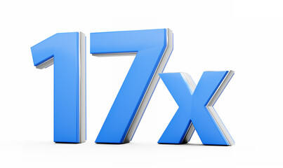 Blue 17x Seventeen x Or 17 Times For Advertising And Dynamic Sales Presentations 3D Illustration
