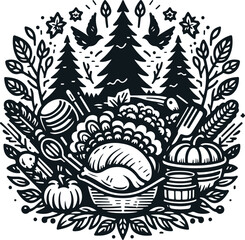 Monochrome Cosmonaut Thanksgiving Logo Icon For Emblems, Badges And Levels Vector Illustration