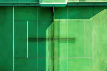 Aerial View of a Green Tennis Court with White Lines