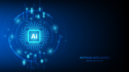 Artificial intelligence cybernetic circuit, high technology to create artificial intelligence (AI) concept, vector illustration