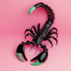 Black Scorpion on Pink Background