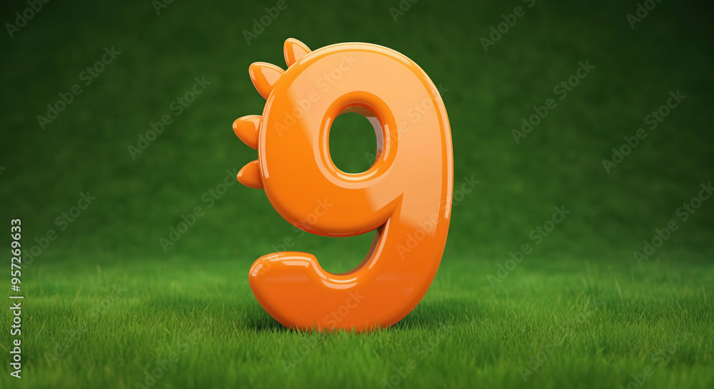 Aufkleber number 9 decor display on vibrant background with playful design for fun event