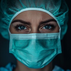 Medical professional adjusting blue face mask, emphasizing hygiene