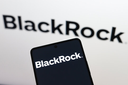 September 3, 2024, Paraguay. In this photo illustration, the BlackRock, Inc. logo is displayed on a smartphone and in the background.