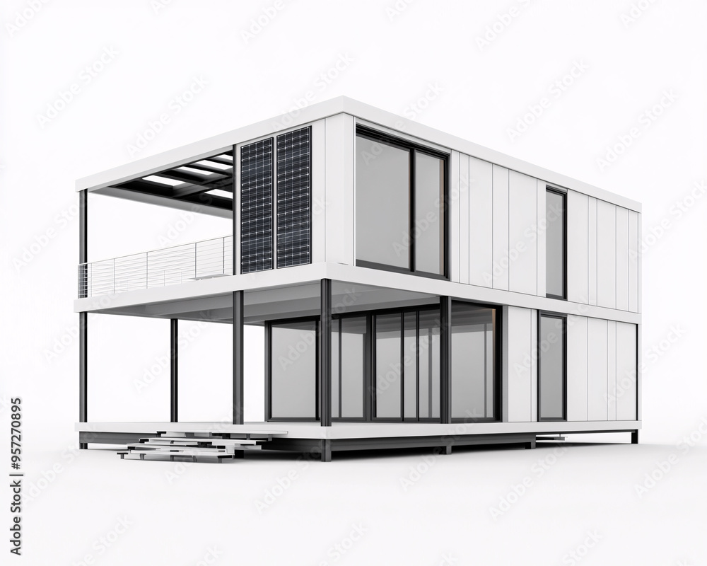 Aufkleber modern minimalist house design with large windows and clean lines showcasing contemporary architectu