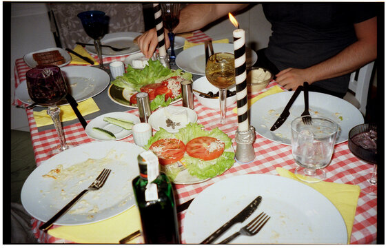 dinner with friends by candlelight