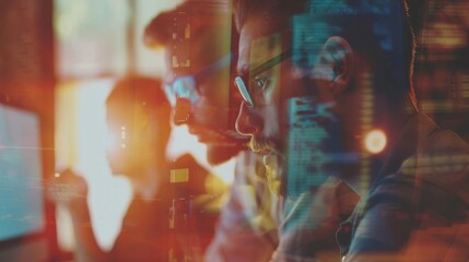 Focused professionals collaborating in a modern workspace