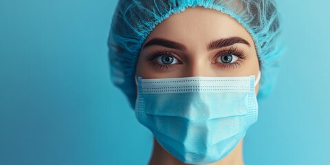 Medical professional adjusting blue face mask, emphasizing hygiene