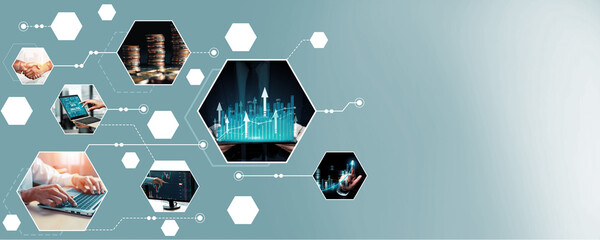 Futuristic business digital financial data technology concept for future big data analytic and...