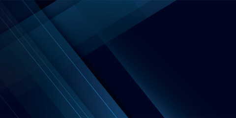 Blue black abstract background geometry shine and layer element vector for presentation design.
