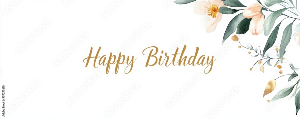 Wall mural happy birthday logo, elegant style with the text 