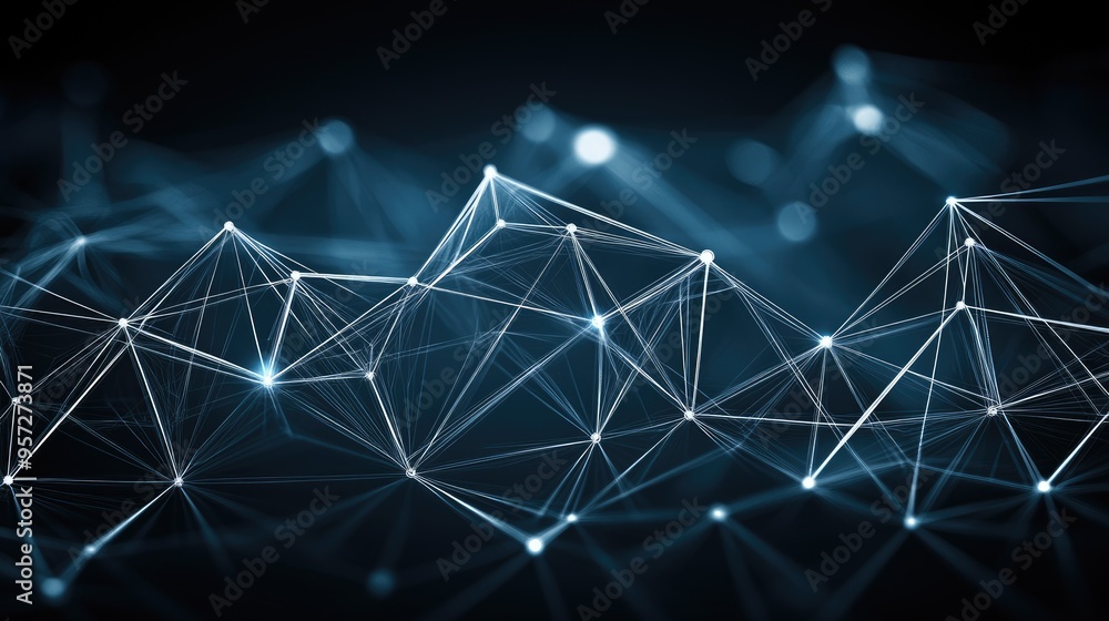 Poster an immersive digital network showcases glowing connections and particles against a dark blue backdro