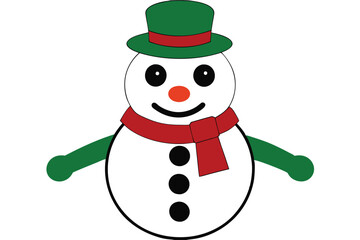 snowman with hat and scarf cartoon vector illustration