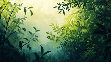 Gentle breeze rustling the leaves of a forest, mild weather, peaceful nature scene