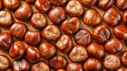 Obraz premium Chestnut trees on a rustic background create a warm autumn atmosphere with copy space