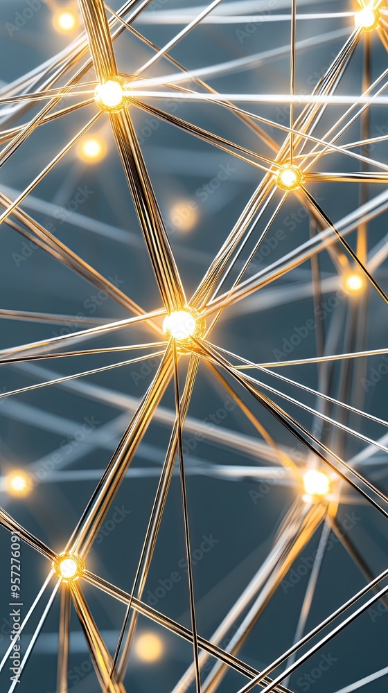 Poster an immersive digital network showcases glowing connections and particles against a dark blue backdro