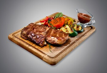 Tasty fresh hot meat steak