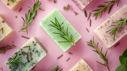 A collection of homemade soap bars with natural ingredients