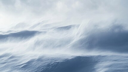 Fototapeta premium Blizzard conditions with snow swirling in the wind, winter weather, intense cold