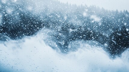 Blizzard conditions with snow swirling in the wind, winter weather, intense cold