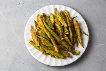 Homemade deep Fried Okra with herbs and spices.