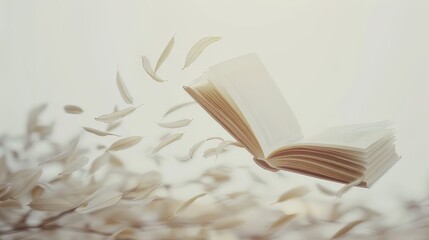 An open book with pages fluttering in the wind. Freedom concept