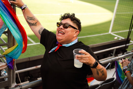 Sports Fan Cheering at Game 