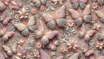 Fototapeta premium Intricate Butterfly and Floral Art