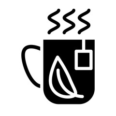 Tea Mug Vector Glyph Icon Design