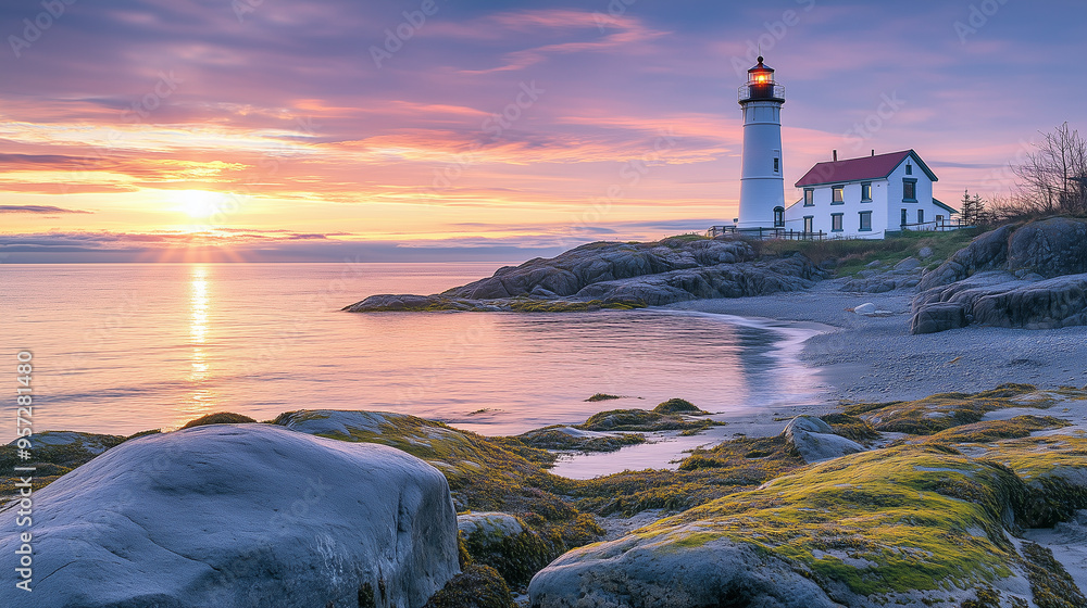 Wall mural lighthouse on the coast