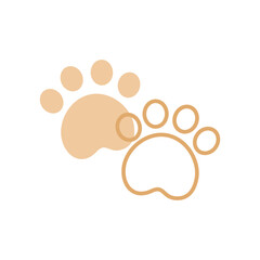 Animal paw footprint shape pattern icon. Veterinary, pet, care, rescue concepts. Flat decorative vector design isolated illustration.