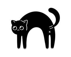 Cat funny pose illustration. Vector stretching cat.