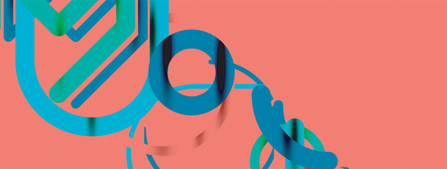 Abstract background. Circles and colorful round shape lines. Linear geometric minimal design