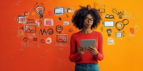 An Illustration of a person interacting with marketing technology	
