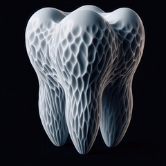 A modern, stylized representation of a tooth, showcasing intricate patterns that emphasize innovation in dental design and technology.