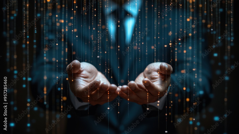 Poster a conceptual image of stock market manipulation, with puppet strings controlling market data