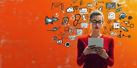 An Illustration of a person interacting with marketing technology	
