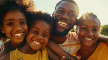 Fototapeta premium Happy Family Enjoying Quality Time Outdoors in the Sunlight