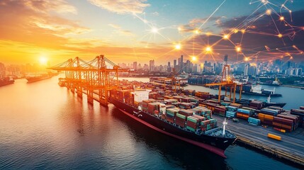 Abstract representation of economic policy impacting global trade routes, concept of international economic relations