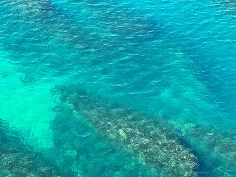 Blue azure sea aerial view