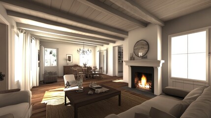 country home interior design of modern living room. 