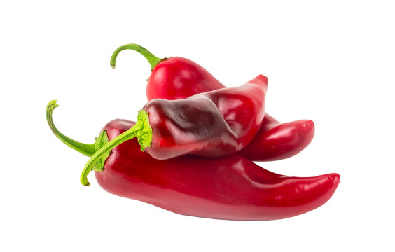 Red pepper on white background, capia pepper