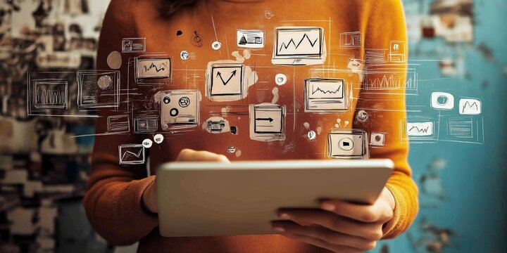 An Illustration of a person interacting with marketing technology	
