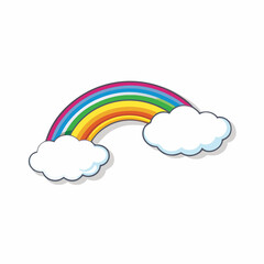 A sticker template with Rainbow and clouds on a isolated white background (17)