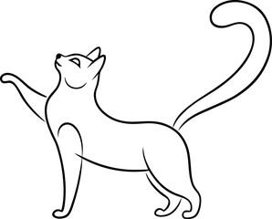 Elegant Cat Outline Illustration in Minimalist Style